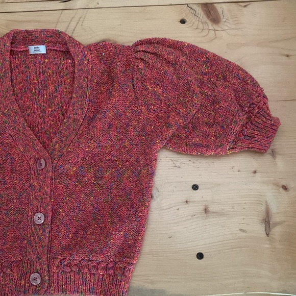Aritzia Little Moon Bonbon  Cardigan in Bright Pink Rainbow - Picture 3 of 3
